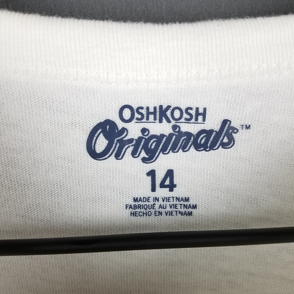 Osh Kosh White Good Vibes Palm Tree Tee Sz 14 - Picture 4 of 5